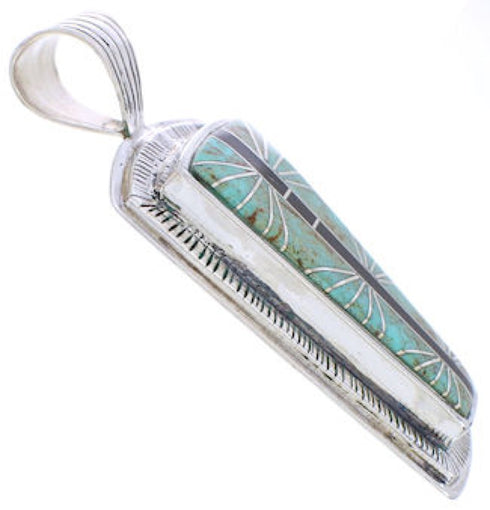 Jet Turquoise Inlay Jewelry Silver Pendant MW75147